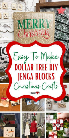 dollar tree diy christmas crafts are featured in this collage