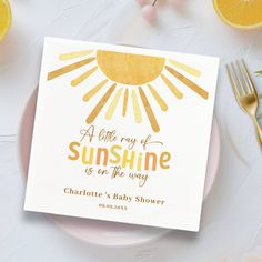 a little ray of sunshine is on the way baby shower card