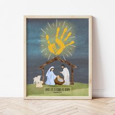 Nativity Craft | Christmas Handprint Art | Ollie + Hank Handprint Art Christmas, Christmas Handprint Art, Nativity Craft, Hand Print Tree, Christmas Handprint Crafts, Christmas Handprint, Care Giver, Easy Thanksgiving Crafts, Handprint Gifts