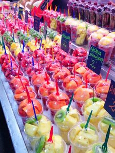 many different types of fruit are on display