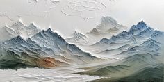 an abstract painting of mountains with snow on them