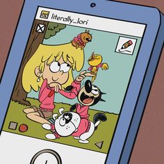 an image of cartoon characters on a cell phone