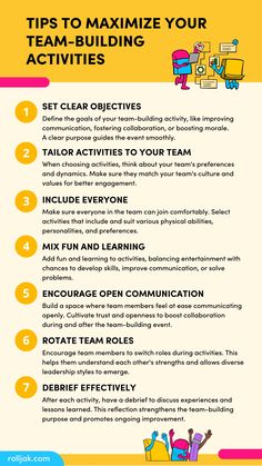 an info sheet with instructions on how to use the team - building activities for kids