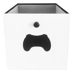 a white box with a black face drawn on it