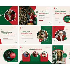 the christmas powerpoint presentation is displayed in green, red and white with santa clause on it