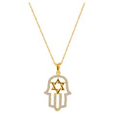 Beautiful Little Hamsa Hand Pendant is made of 14k solid gold. Available in three colors of gold, White Gold / Rose Gold / Yellow Gold. This necklace adorned with natural white round cut pave set diamonds. Perfect for wearing by itself for a minimal everyday style or layered with other pieces for a modern on trend look. "ALL OUR ITEMS ARE ELIGIBLE FOR FREE SHIPPING AROUND THE WORLD" "AVAILABLE IN WHITE GOLD, YELLOW GOLD, ROSE GOLD COLOR" "THIS ITEM IS LISTED AS 14K GOLD IN THIS LISTING, PLEASE W Thai Modern, Star Of David Necklace, 1st Dibs, Hand Pendant, Necklace Star, Gold Hamsa, Hand Necklace, Star Of David, Hamsa Hand