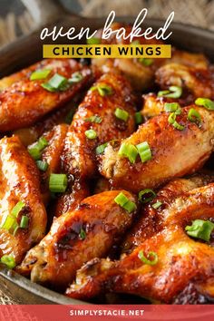 oven baked chicken wings in a skillet