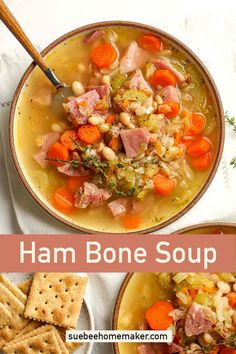 Ham bone soup is a flavorful, slow-simmered dish made by boiling a ham bone with vegetables, beans, spices to create a rich, savory broth. The soup extracts the deep, smoky flavors from the bone, turning simple ingredients into a hearty and comforting meal. Leftover Ham Soup Recipes, What To Do With Ham Bone, Ham Broth Soup Recipes, Recipes With Ham Bone, Leftover Ham Soup, Ham Broth, Ham Soup With Ham Bone, Been Soup With Ham Bone, Soup Made With Ham Bone Easy Recipes