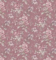 a pink floral wallpaper with lots of flowers on it