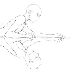 a drawing of a person sitting on the ground with their legs crossed and one leg bent