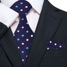 primary Blue Classic Polka Dot Ties For Business, Polka Dot Standard Tie For Business, Elegant Polka Dot Ties, Polka Dot Standard Tie For Formal Occasions, Formal Polka Dot Standard Tie, Business Polka Dot Ties, Polka Dot Ties For Black Tie Events, Polka Dot Ties For Black Tie Occasions, Elegant Polka Dot Tie For Black Tie Events