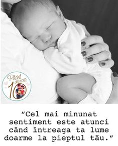 a woman holding a baby in her arms with the caption'cel mai minnat sentimente est atunci and int