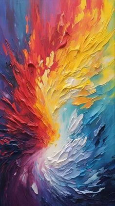 an abstract painting with bright colors