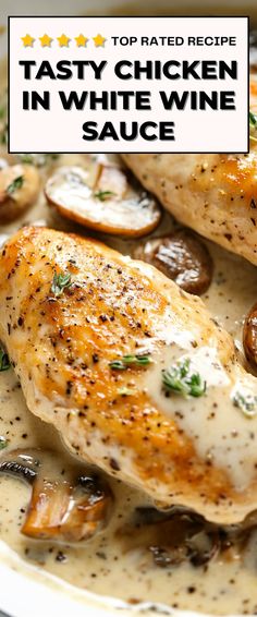 Image for Chicken In White Wine Sauce Chicken In White Wine Sauce Recipes, Chicken And Wine Sauce, Wine Chicken Recipes, Wine Sauce For Chicken, White Wine Recipes Cooking, Chicken With Wine Sauce, White Wine Sauce Chicken, Chicken With White Sauce, Chicken In White Sauce