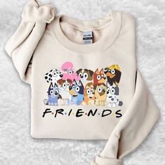 Blue Striped Shirt Outfit, Bluey Friends, Bluey Shirt, Bluey Family, Birthday Sweatshirt, Family Birthday Shirts, Friends Sweatshirt, Cute Shirt Designs, Family Birthday