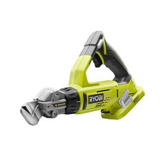 a green and black cordless tool on a white background