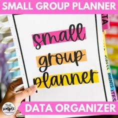 a small group planner with the words small group planner written in black and yellow on it