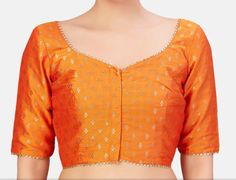 Beautiful Orange Blouse, Orange Blouse, Brocade Blouse, Brocade Silk Blouse, Blouse for Saree, Orange Sharee Blouse. Fabric # Brocade Silk Size # Chooses for options Length # Choose Color # Choose Sleeve # Elbow Sleeve Padding # Non Padded  Wash Care # Dry Clean and Normal washable Shipping # We usually ship within 3 to 5 working days after receiving clear payment. Custmization # Yes we offer custmization as per customer requirements. If you have any queries please contact us. Thanks for visit.. Elegant Orange Blouse For Festive Occasions, Festive Orange Blouse With Self Design, Festival Orange Self Design Blouse, Festive Orange Self-design Blouse, Diwali Orange Self Design Blouse, Traditional Orange Blouse With Self Design, Formal Long Sleeve Blouse With Self Design, Traditional Festive Blouse With Back Yoke, Traditional Festival Blouse With Back Yoke