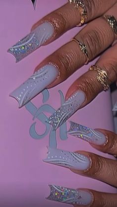 Cute And Easy Nails, Nail Art Fall, Spring Nail Ideas, Nails Art Designs, Easy Nails, Nails Design With Rhinestones, White Acrylic Nails, Dope Nail Designs