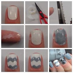 DIY: Chevron nails! Must try Chevron Nails, Nails Trend, Nails 2018, Nagellack Trends, Nail Tape, Jamberry Nails, Manicure Y Pedicure