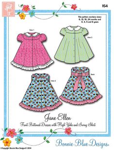 sewing pattern for girls'dress and bloomy skirt