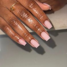 Short Nails Plain Simple, Basic Nude Acrylic Nails, Short Plain Nail Ideas, Nude Nails Black Women, Nail Colors For Dark Skin, Dark Skin Nail Color, Short Classy Nails, Colors For Dark Skin, Subtle Nails