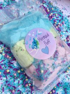 mermaid flakes are packaged in plastic bags