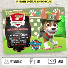 the paw patrol birthday party printables are available for all ages and children to enjoy