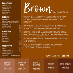 a brown color scheme with the names and colors for different types of hair dyes