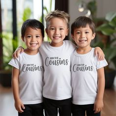 ♥ Welcome to Shake and Shine Shop.Our Cousin Crew Shirts are made with love in Texas, USA. All of our designs are printed by us at out office, when you buy from us you're surely supporting a small family business. We pray our Cousin t-shirts for kids be a beautiful reminder of the joy of having cousins and family making memories together!--> PS: All the props used in the pictures are for pictures purposes only. Package will contain shirt only. All of our cousin crew shirts can be customized with Name / number on the back. Any question, please do not hesitate to contact our family! We are here to serve you!  Now, let's go to all the Details you need to know about your new favorite tee: ❤️ How to Order: 1.  Select the Shirt size and the color you'd like.. 2.  If you'd like to personalize the Cousin Crew Picture Ideas, Cousin Tshirts, Matching Cousin Shirts, Cousin Crew Shirts, Cousin Shirts, Cousin Crew, Beach Kids, Texas Usa, Small Family