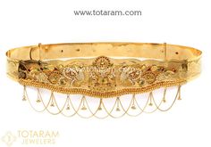 22K Gold 'Lakshmi' Vaddanam, Oddiyanam, Waist Belt, Kammar Patta with Cz , Ruby & Emeralds - 235-GV298 in 140.350 Grams Vaddanam Designs With Grams, Gold Vaddanam, Gold Waist Belt, Diamond Jewlery, Vaddanam Designs, Bridal Jewellery Inspiration, Gold Wedding Jewelry, Gold Ornaments, Belt Style