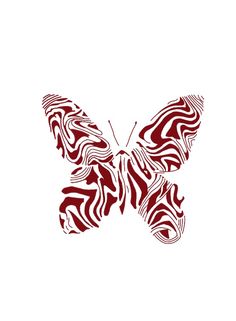 a red and white butterfly on a white background