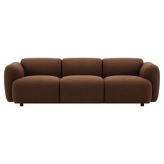 a brown couch sitting on top of a white floor