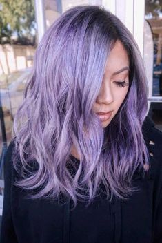 Dark Purple To Lavender Ombre Hair, Black And Lavender Hair, Purple Hair Dye, Hair Dyed, Black Roots