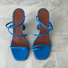 Excellent Condition. Barely Ever Worn. Muaddi Shoes, Amina Muaddi Shoes, Amina Muaddi, Blue Heels, Electric Blue, Shoes Women Heels, Shoes Heels, Color Blue, Size 7