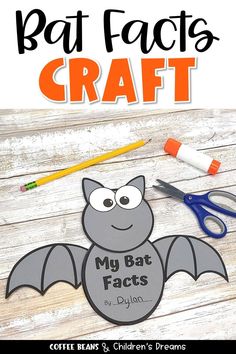 a bat craft with scissors and markers on it