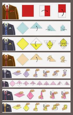 Simpul Dasi, Pocket Square Folds, Tie A Necktie, Pocket Square Styles, Style Chart, Handkerchief Men, How To Fold, Kraf Diy, Sharp Dressed Man