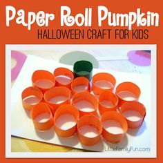 paper roll pumpkin craft for kids with the words halloween craft for kids on top of it