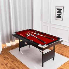 Specification Product Name: Billiards Table Size: 5.5FT/6FT/7FT Main Material: MDF+iron Kind Reminder: Product pictures are for reference only. If you have any problems, please feel free to contact us, we will try our best to make you satisfied. Size: 6'.  Color: Black. Portable Pool Table, Foldable Pool Table, Folding Pool Table, Billard Table, Multi Game Table, Family Game Room, Game Room Kids, Billiards Table, Home Game Room