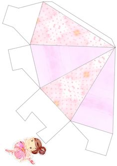 a paper doll laying on top of a piece of pink material with stars and dots