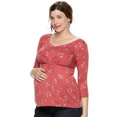 Maternity Pleat Front Tee. Red floral. Pretty! #modestmaternity #ad Maternity Tees, Everyday Style, Red Floral, Fabric Care, Everyday Fashion, Length Sleeve