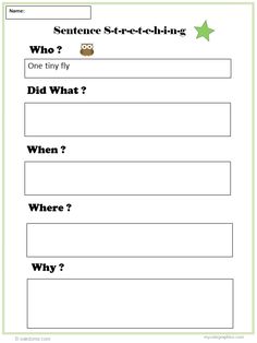 the sentence worksheet for students to use in their writing and speaking skills, including