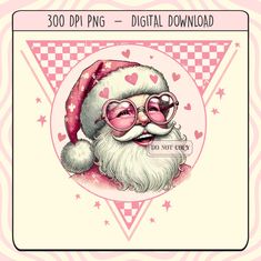 a santa claus with sunglasses and heart shaped glasses on it's face is shown