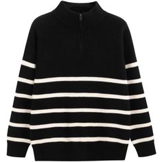 48369360732448|48369360765216|48369360797984|48369360830752 Black Half-zip Winter Sweater, Black Half-zip Sweater For Fall, Black Polo Sweater For Winter, Men Korean Fashion, Sweaters Men, Effortless Fashion, Loose Pullover, Half Zip Sweaters, Knit Sleeve