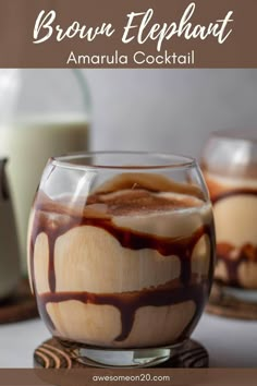 two glasses filled with ice cream and chocolate syrup