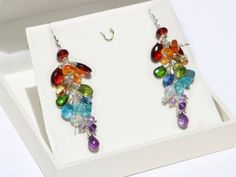 Multi Gemstone Earrings, Rainbow Earrings Rainbow Gemstone Earrings Dangle Colorful Earrings Multi C Long Drop Multi-stone Earrings For Gift, Dangle Multi-stone Earrings For Gifts, Multicolor Gemstone Long Drop Earrings, Multicolor Long Drop Gemstone Earrings, Multicolor Dangle Earrings With Gemstone Accents, Multicolor Multi-stone Dangle Earrings, Multicolor Long Drop Earrings For Gift, Multicolor Earrings With Gemstone Accents, Perfect As A Gift, Multicolor Multi-stone Briolette Earrings