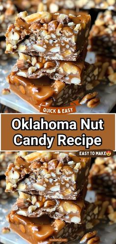 Until recently, I had never heard of Oklahoma Nut Candy. The name alone was enough to grab my attention and after a little research I learned this candy has quite the history! Oklahoma Nut Candy Recipe, Oklahoma Nut Candy, Homemade Candy Bars, Candy Bar Recipe, Easy Christmas Candy Recipes, Almond Roca