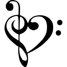 a treble with music notes in the shape of a heart