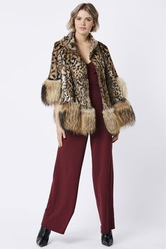 Amelia Animal Print and Fox Fur Coat Amelia Animal, Buy Coats, Fur Cape, Fox Fur Coat, Cape Coat, Poncho Cape, Fashion Face, Fox Fur, Keep Warm