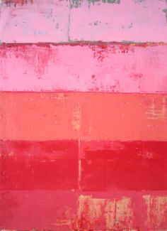 an abstract painting with red and pink colors